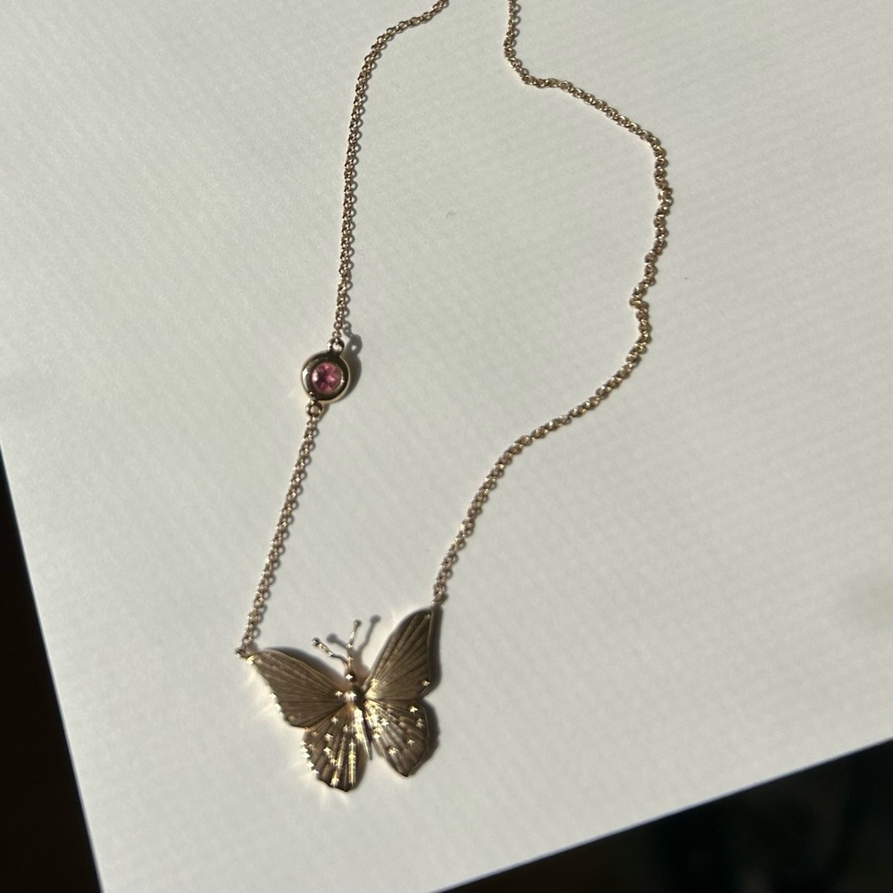 Jane Win Gold Butterfly Pendant Necklace - Picture 6 of 7